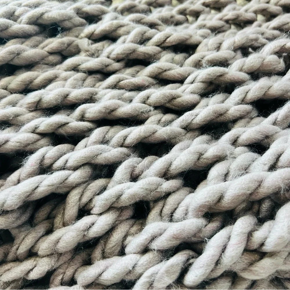 80”x85” Handmade Chunky Knit Throw Blanket , Soft & Cozy